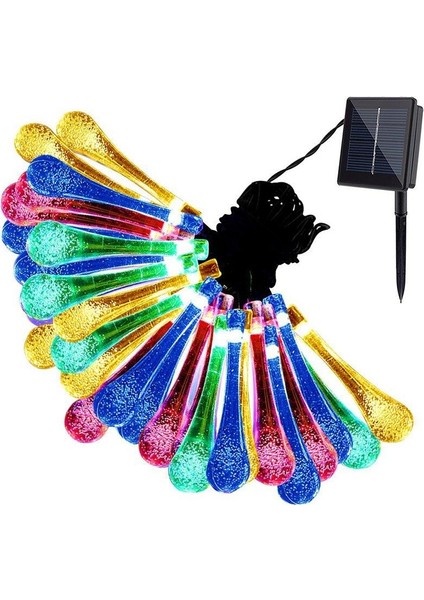 Güneş Enerjili 30 LED Rgb Su Damlası Çok Renkli Solar Bahçe Aydınlatması LED Lamba