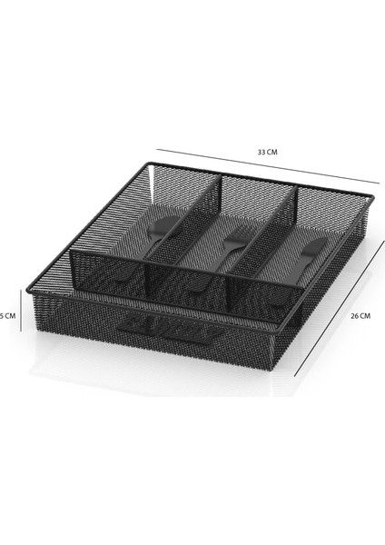 TEKNOTEL ÇEKMECE İÇİ DESENLİ KAŞIKLIK MAT SİYAH MG071