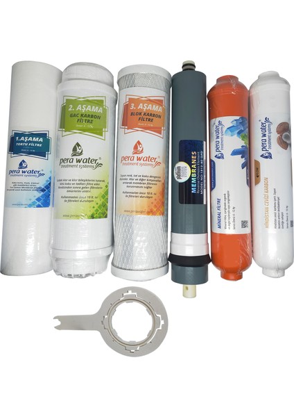 Açık Kasa Su Arıtma Cihazlarına Uygun Platinium 80 Gpd Mebranlı 6 Li Mineral Filtre Seti