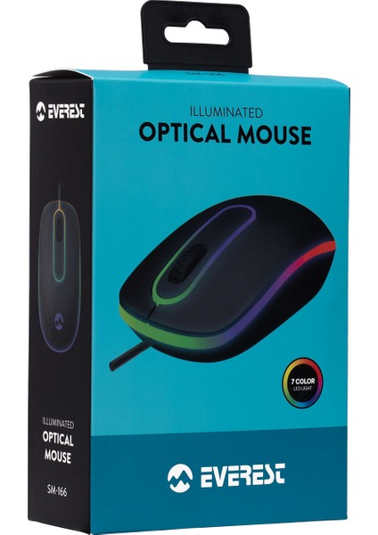 SM-166 Kablolu 7 Renk Optik Mouse