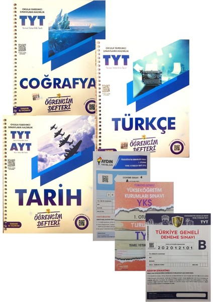 Öğrencim Defter TYT Türkçe+Tarih+Coğrafya (Aydın+Gür+Soru Kalesi Denemeli)