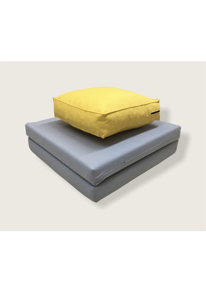 Kabuk Dolgulu 40X40X12 cm Kare Meditasyon Minderi - 60X120X5 Meditasyon Yatağı - Ikili Set