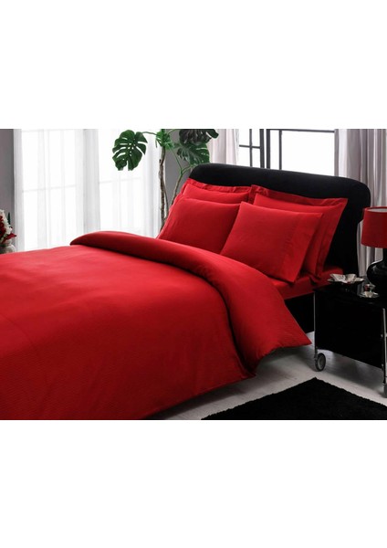 Çift Kişilik Premium Basic Stripe Saten Nevresim Takımı