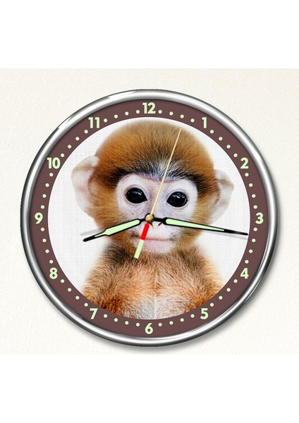 Dekor Loft Premium Gece Parlayan Maymun Çocuk Odası Duvar Saati PFS-1808