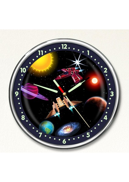 Dekor Loft Premium Gece Parlayan Uzay Savaşları Çocuk Odası Duvar Saati PFS-1801