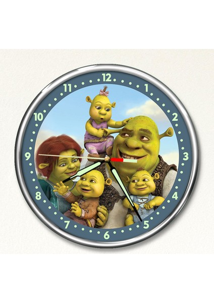 Dekor Loft Premium Gece Parlayan Şrek Çocuk Odası Duvar Saati PFS-1839
