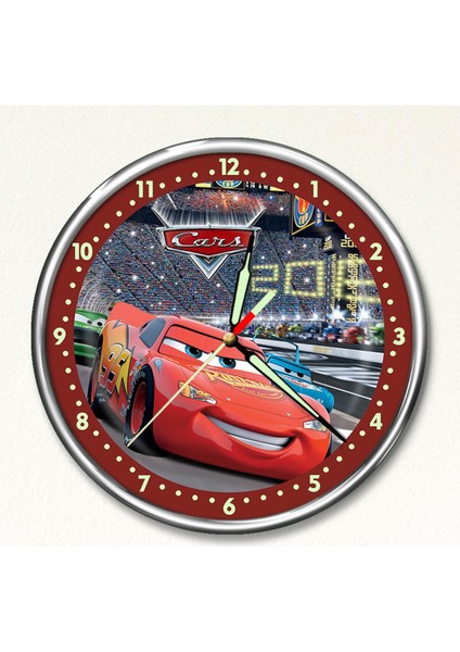 Dekor Loft Premium Gece Parlayan Şimşek Mcqueen Çocuk Odası Duvar Saati PFS-1823