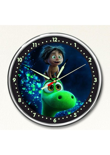Dekor Loft Premium Gece Parlayan Şirin Dinazor Çocuk Odası Duvar Saati PFS-1836