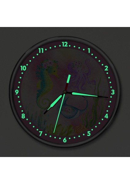 Dekor Loft Premium Gece Parlayan Suluboya Denizaltı Çocuk Odası Duvar Saati PFS-1804 fiyatları