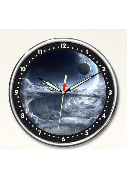 Dekor Loft Premium Gece Parlayan Gezegen Yüzeyi Çocuk Odası Duvar Saati PFS-1815