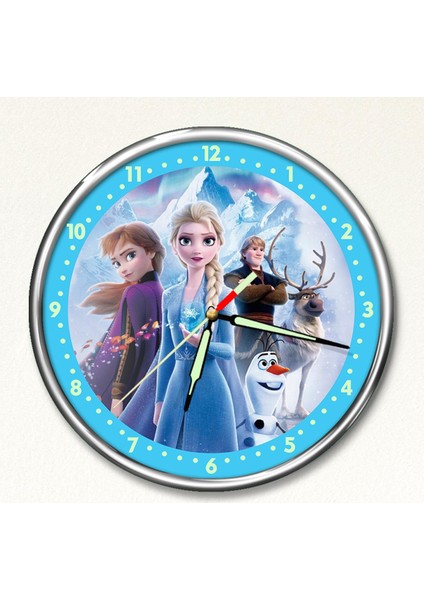 Dekor Loft Premium Gece Parlayan Elsa Frozen Çocuk Odası Duvar Saati PFS-1833