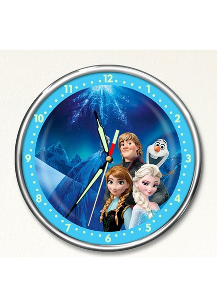 Dekor Loft Premium Gece Parlayan Frozen Elsa Çocuk Odası Duvar Saati PFS-1797