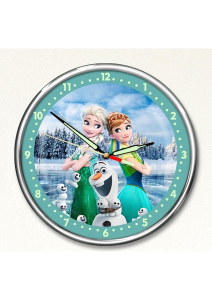 Dekor Loft Premium Gece Parlayan Frozen Elsa Çocuk Odası Duvar Saati PFS-1798