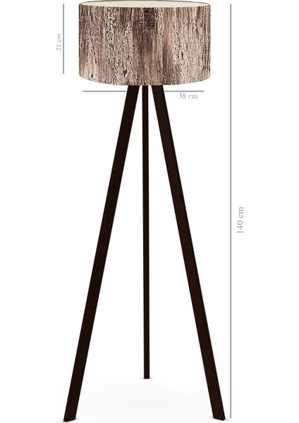 Art Tripod Ahşap Ayaklı Lambader Köşe Lambası Ağaç Kabuğu