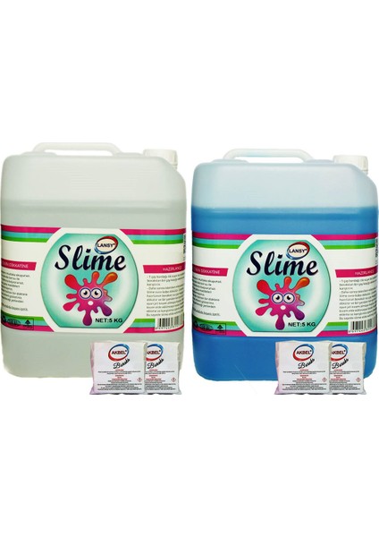 Zıp Zıp Slime 2 Renk Şeffaf 5 kg + Mavi 5 kg + Boraks