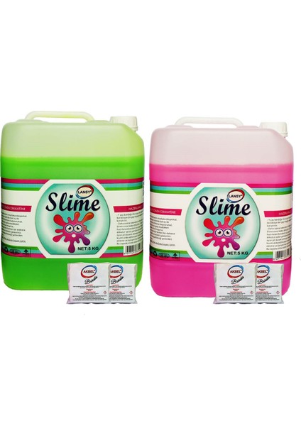 Zıp Zıp Slime 2 Renk Yeşil 5 kg + Fosforlu Pembe 5 kg + BORAKS869744231673