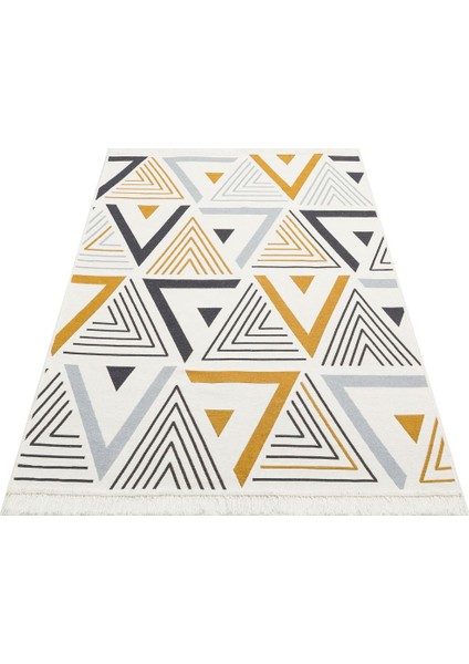 Arya Kilim Ar 18 Yellow Grey Çift Taraflı Kilim