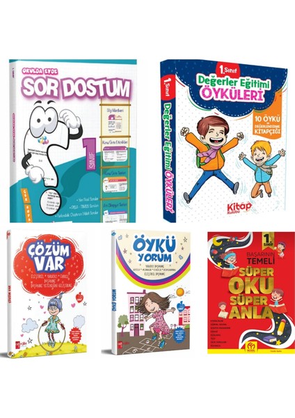 1.Sınıf Süper Set Sor Dostum Tüm Dersler + 1.Sınıf Hikaye + Okuma Anlama + Öykü Yorum + Çözüm Var