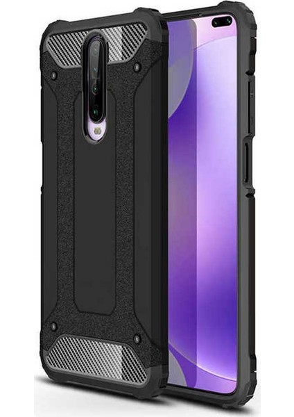 Xiaomi Poco X2 Kılıf Military Armor Çift Katmanlı Crash Silikon Kılıf Siyah