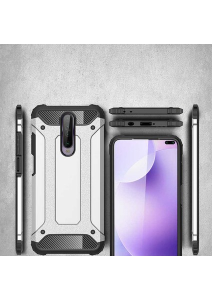 Xiaomi Poco X2 Kılıf Military Armor Çift Katmanlı Crash Silikon Kılıf Kırmızı