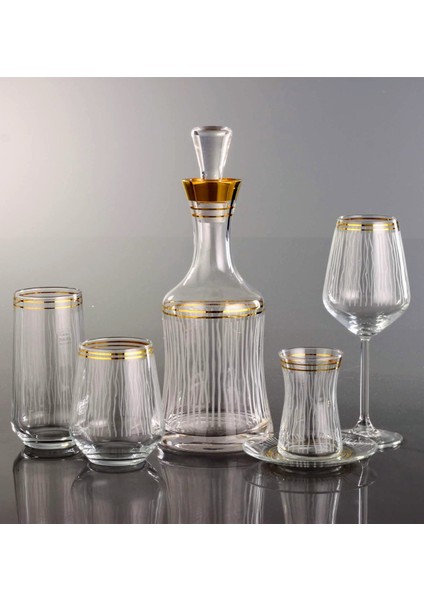 12 Kişilik 61 Parca Dekorlu İçecek Takımı - Seren Gold