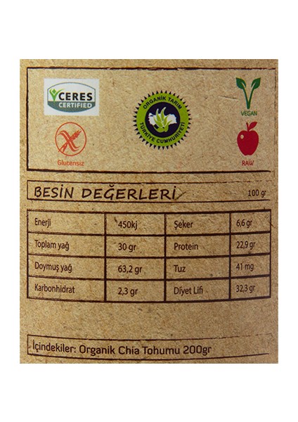 Organik Chia 200 gr