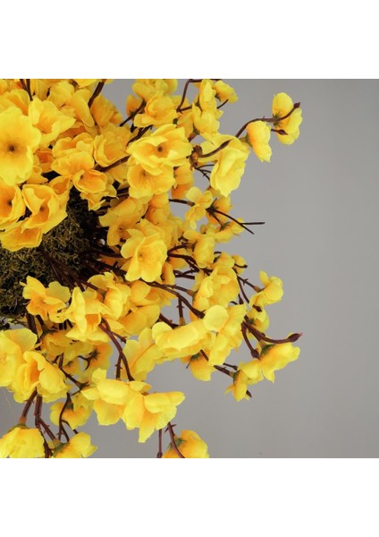 Yapay Ağaç Bahar Dalı Japon Kiraz Çiçeği Beyaz Plastik Saksılı 90 cm Sarı fırsatları