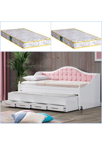 Yavrulu Yatak, Eymen Yavrulu Karyola - Pembe + 2 Adet Comfort Yatak