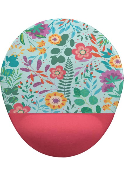 Çiçekler 4 Oval Bilek Destekli Mouse Pad