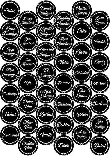 107 Adet Baharat-Bakliyat-Kuruyemiş Kavanoz Etiket - Sticker