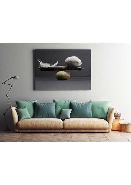 Taş ve Tüy Denge Kanvas Tablo 75 x 50CM