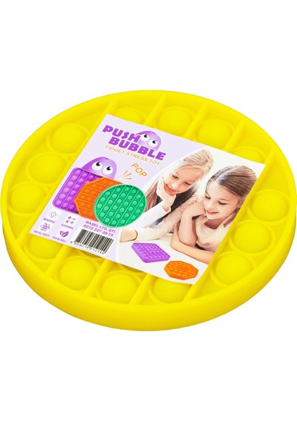 Push Bubble Fidget Özel Pop Duyusal Oyuncak Zihinsel Stres Sarı Renk Yuvarlak