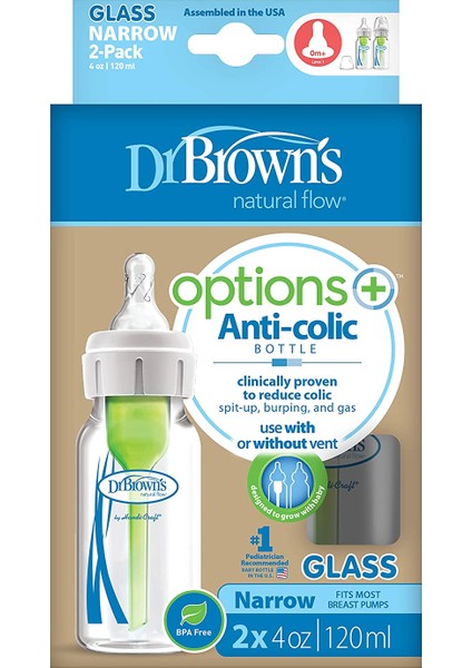 Gaz Yapmayan Cam Biberon Dar Ağız 120 ml 2'li Paket