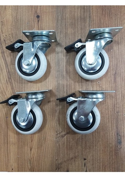 HTS-353 Döner Tablalı 75*25 Mobilya Tekerleği Frenli 4'lü Set