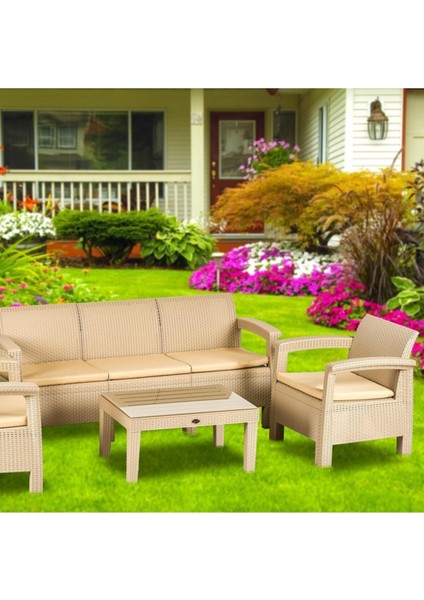 Amazon Bahçe ve Balkon Seti Bej Minder Oturma Grubu Cappuccino Renk fiyatları