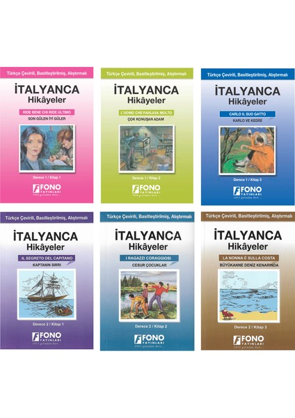 Fono Yayınları Italyanca-Türkçe Hikayeler (6 Kitap Set) (Derece 1-2)