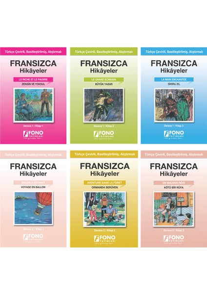 Fransızca-Türkçe Hikayeler (6 Kitap Set) (Derece 1-2)