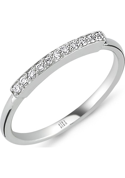 İnce Sıra Yüzük - Beyaz Altın