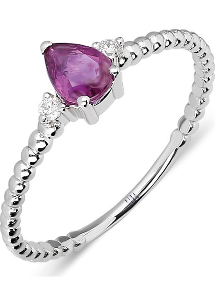 Drop Beads Yüzük - Beyaz Altın