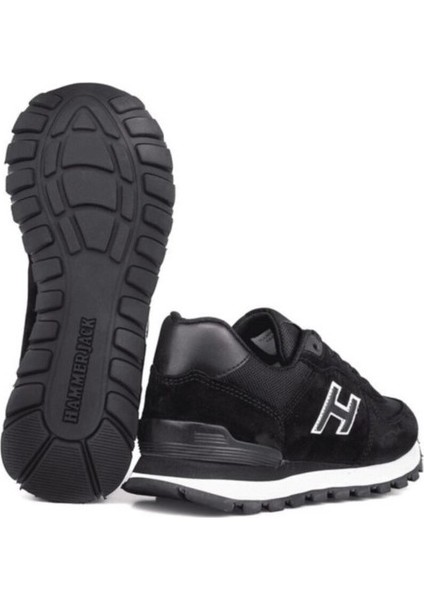 19250 Siyah Hakiki Deri Kadin Erkek Günlük Spor Ayakkabi Sneaker Kalin Taban Unisex