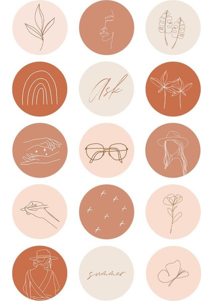 Pembe Renklerde Yuvarlak Sticker