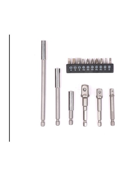 Rekotools-Akım Matkap Soket Adaptörü Manyetik Bit Darbeli Matkap Altıgen Şaft Kare Soket Matkap Ucu Seti 16'lı