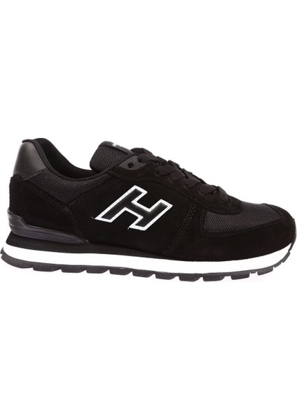 19250 Siyah Hakiki Deri Kadın Erkek Günlük Spor Ayakkabı Sneaker Kalın Taban Unisex