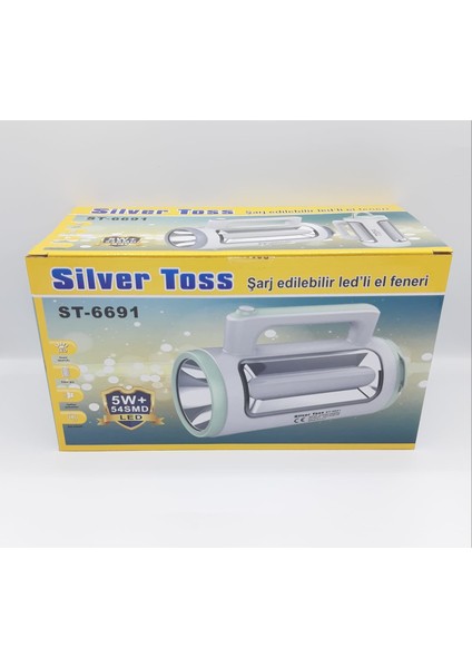 Silver Toss ST-6691 Şarj Edilebilir Ledli Floresanlı El Feneri (Trendtahtakale)