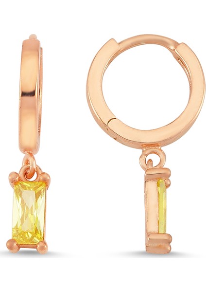 Rose Gümüş Fancy Baget Halka Küpe