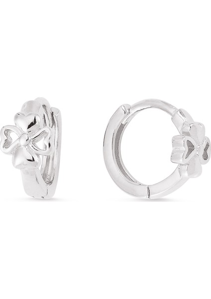 Gümüş Yonca Küçük Halka Küpe