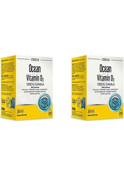 Ocean Vitamin D3 1000 Iu Damla 50 ml 2'li Paket