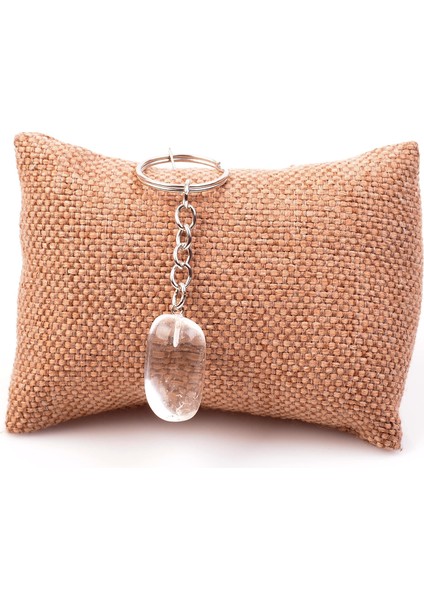 Kristal Kuvars Taşı Anahtarlık - Şekilsiz Taş