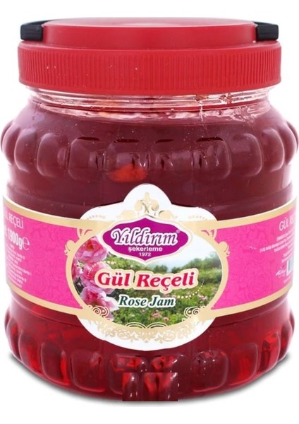 Kırmızı Renkli Gül Reçeli Pvc Kavanoz 1400 gr - Isparta