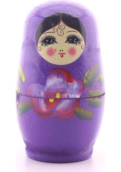 Ahşap Tombul Iç Içe Matruşka Bebek Mor Set 4'lü